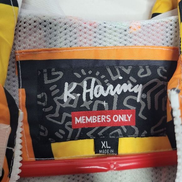 Members Only x Keith Haring colorful graffiti zip front hooded windbreaker XL - Picture 7 of 11